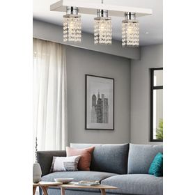 Apliqa 3560-3S-CH Peter 3'lü Sıralı Kristalli Krom Taşlı Salon Avize
