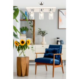 Apliqa 3560-3S-CH Peter 3'lü Sıralı Kristalli Krom Taşlı Salon Avize