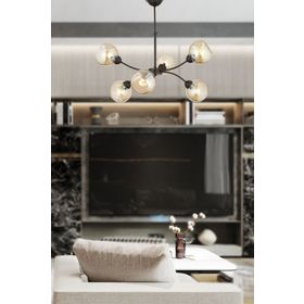Apliqa 3576-06-BL Ecvet 6lı Siyah Salon Avize