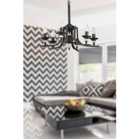 Apliqa 3694-06-BL Erza 6lı Siyah Salon Avize