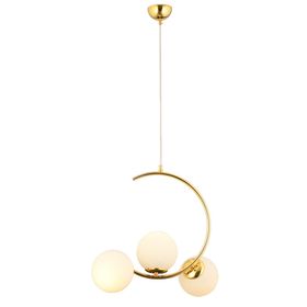 Apliqa 3754-03-GD Ladre 3'lü Beyaz Camlı Gold Avize