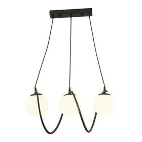 Apliqa 3755-03-BL Jarry 3lü Beyaz Camlı Siyah Avize