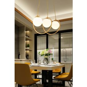 Apliqa 3755-03-FR Jarry 3'lü Beyaz Camlı Eskitme Boyalı Avize