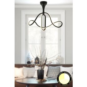 Apliqa 3807-01-BL Helin Siyah 50 Watt 3 Renkli Modern Tasarım Led Avize