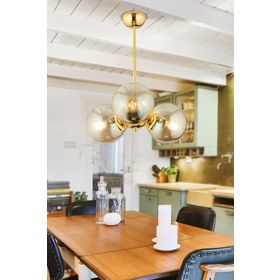Apliqa 3824-03-GD Novento 3'lü Gold Bal Camlı Modern Salon Avize