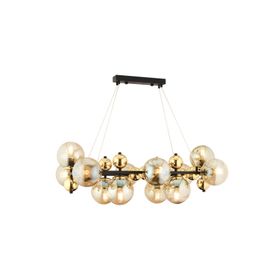 Apliqa 3825-12-BL-GD Lorento 12 li Dikdörtgen Gold Bal Camlı Salon Avize