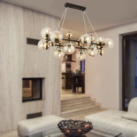 Apliqa 3825-12-BL-GD Lorento 12 li Dikdörtgen Gold Bal Camlı Salon Avize