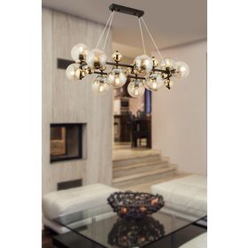 Apliqa 3825-12-BL-GD Lorento 12 li Dikdörtgen Gold Bal Camlı Salon Avize