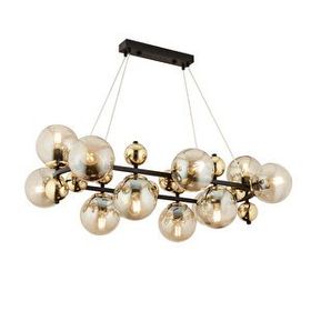 Apliqa 3825-12-BL-GD Lorento 12 li Dikdörtgen Gold Bal Camlı Salon Avize