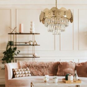 Apliqa 3850-07-FR Kamelya Eskitme Kristal Taşlı Salon Avize