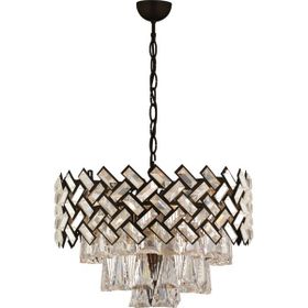 Apliqa 3854-06-BL Melina Siyah Yuvarlak Kristal Taşlı Salon Avize