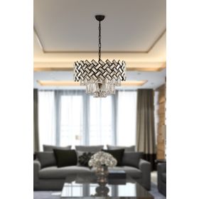 Apliqa 3854-06-BL Melina Siyah Yuvarlak Kristal Taşlı Salon Avize