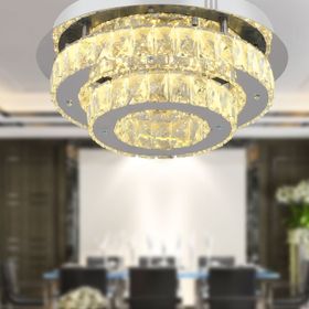 Apliqa 3905-02-CH Ardenia 2 Katlı Krom 3 Renkli Kristalli Ledli Modern Salon Led Avize