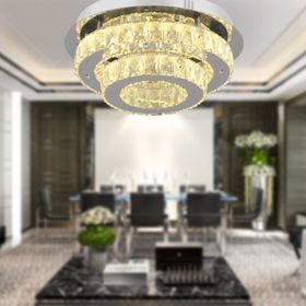 Apliqa 3905-02-CH Ardenia 2 Katlı Krom 3 Renkli Kristalli Ledli Modern Salon Led Avize