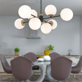 Apliqa 3917-08-BL-FR Beria 8'li Sıralı Eskitme Beyaz Camlı Modern Avize