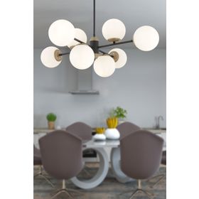 Apliqa 3917-08-BL-FR Beria 8'li Sıralı Eskitme Beyaz Camlı Modern Avize