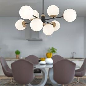 Apliqa 3917-08-BL-FR Beria 8'li Sıralı Eskitme Beyaz Camlı Modern Avize