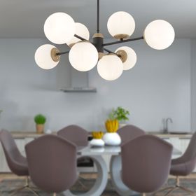 Apliqa 3917-08-BL-FR Beria 8'li Sıralı Eskitme Beyaz Camlı Modern Avize