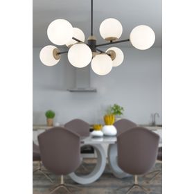 Apliqa 3917-08-BL-FR Beria 8'li Sıralı Eskitme Beyaz Camlı Modern Avize