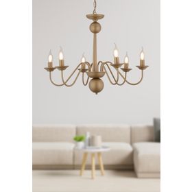 Apliqa 3922-06-FR Behir 6'lı Eskitme Boyalı Şapkalı Modern Avize