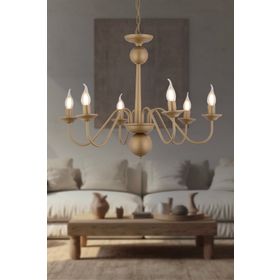 Apliqa 3922-06-FR Behir 6'lı Eskitme Boyalı Şapkalı Modern Avize