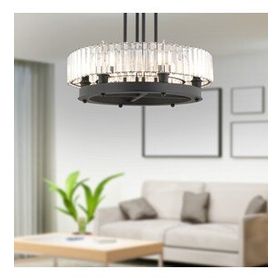 Apliqa 3925-06-BL Azalea 6'lı Siyah Kristalli Taşlı Modern Tasarım Kristal Salon Avize