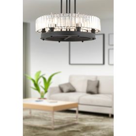 Apliqa 3925-06-BL Azalea 6'lı Siyah Kristalli Taşlı Modern Tasarım Kristal Salon Avize