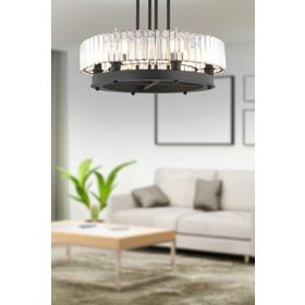 Apliqa 3925-06-BL Azalea 6'lı Siyah Kristalli Taşlı Modern Tasarım Kristal Salon Avize