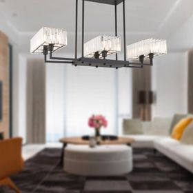 Apliqa 3929-06-BL Brambles 6'lı Siyah Kristalli Taşlı Modern Tasarım Kristal Salon Avize