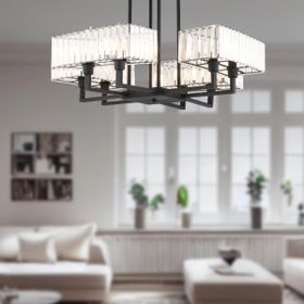 Apliqa 3929-08-BL Brambles 8'li Siyah Kristalli Taşlı Modern Tasarım Kristal Salon Avize