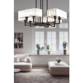 Apliqa 3929-08-BL Brambles 8'li Siyah Kristalli Taşlı Modern Tasarım Kristal Salon Avize