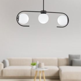 Apliqa 3948-03-BL Diaspor 3'lü Siyah Modern Sarkıt Retro Salon Avize