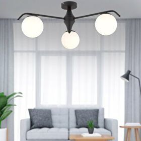 Apliqa 3948-03P-BL Diaspor 3'lü Yuvarlak Siyah Beyaz Camlı Modern Retro Avize