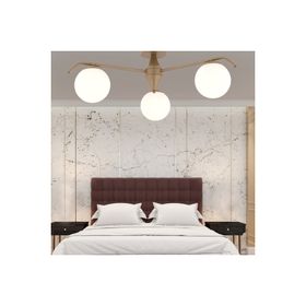 Apliqa 3948-03P-FR Diaspor 3'lü Yuvarlak Eskitme Beyaz Camlı Modern Plafonyer Retro Avize