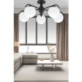 Apliqa 3948-05-BL Diaspor 5'li Siyah Modern Sarkıt Salon Avize