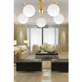Apliqa 3948-05-GD Diaspor 5'li Gold Modern Sarkıt Retro Salon Avize