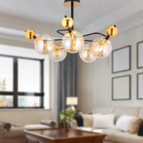 Apliqa 3949-05-BL-GD Florit 5'li Siyah Gold Modern Avize