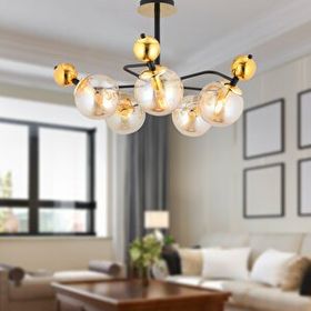 Apliqa 3949-05-BL-GD Florit 5'li Siyah Gold Modern Avize