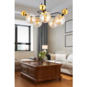 Apliqa 3949-05-BL-GD Florit 5'li Siyah Gold Modern Avize