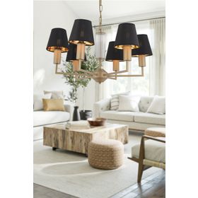Apliqa 3955-06-FR-BL Ellery 6'lı Eskitme Siyah Şapkalı Modern Plafonyer Genç Odası Yatak Odası Retro Salon Avize