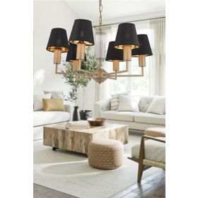 Apliqa 3955-06-FR-BL Ellery 6'lı Eskitme Siyah Şapkalı Modern Plafonyer Genç Odası Yatak Odası Retro Salon Avize