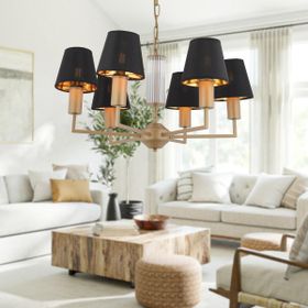 Apliqa 3955-06-FR-BL Ellery 6'lı Eskitme Siyah Şapkalı Modern Plafonyer Genç Odası Yatak Odası Retro Salon Avize
