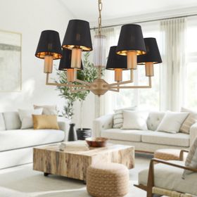 Apliqa 3955-06-FR-BL Ellery 6'lı Eskitme Siyah Şapkalı Modern Plafonyer Genç Odası Yatak Odası Retro Salon Avize