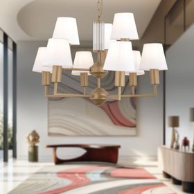 Apliqa 3955-09-FR-WH Ellery 9'lu Eskitme Beyaz Şapkalı Modern Plafonyer Retro Salon Avize