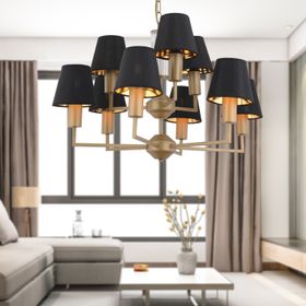 Apliqa 3955-09-FR-WH Ellery 9'lu Eskitme Beyaz Şapkalı Modern Plafonyer Retro Salon Avize