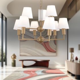 Apliqa 3955-09-FR-WH Ellery 9'lu Eskitme Beyaz Şapkalı Modern Plafonyer Retro Salon Avize