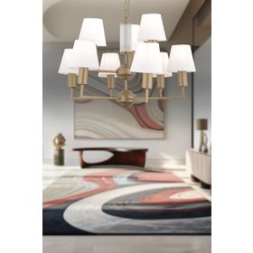 Apliqa 3955-09-FR-WH Ellery 9'lu Eskitme Beyaz Şapkalı Modern Plafonyer Retro Salon Avize