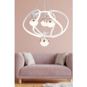 Apliqa 4044-04-WH-CU Balca 4'lü Beyaz Bakır 3 Renkli Ledli Led Avize