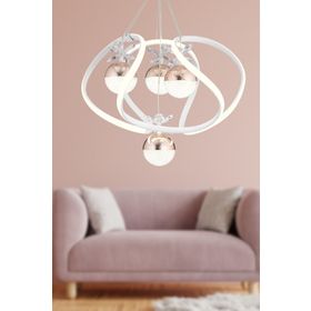 Apliqa 4044-04-WH-CU Balca 4'lü Beyaz Bakır 3 Renkli Ledli Led Avize