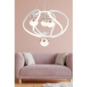 Apliqa 4044-04-WH-CU Balca 4'lü Beyaz Bakır 3 Renkli Ledli Led Avize